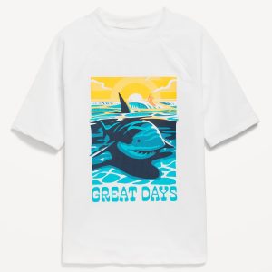 Short-Sleeve Graphic Rashguard Swim Top for Boys