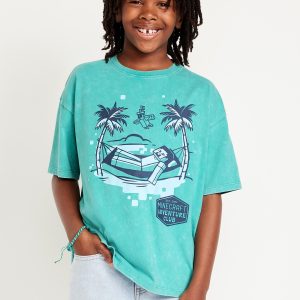 Oversized Minecraft™ Gender-Neutral Graphic T-Shirt for Kids