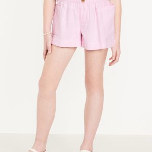 Loose Double-Weave Utility Shorts for Girls