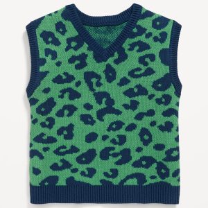 Printed Oversized Sweater Vest for Toddler Boys