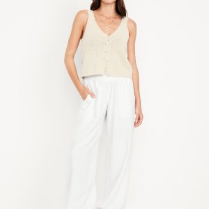Mid-Rise Linen-Blend Harem Pants