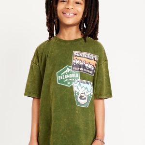 Oversized Minecraft™ Gender-Neutral Graphic T-Shirt for Kids
