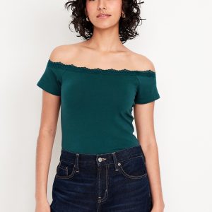 Off-Shoulder Lace-Trim Top