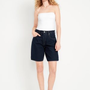 Mid-Rise Baggy Jean Bermuda Shorts -- 9-inch inseam