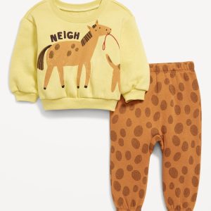 Printed Henley Sweatshirt and Sweatpants Set for Baby
