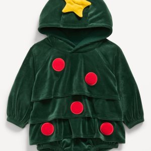 Unisex "Holiday Tree" Costume Hooded One-Piece Romper for Baby