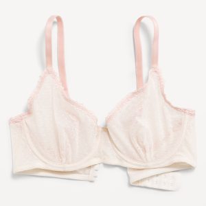 Lace-Trim Mesh-Dot Balconette Bra